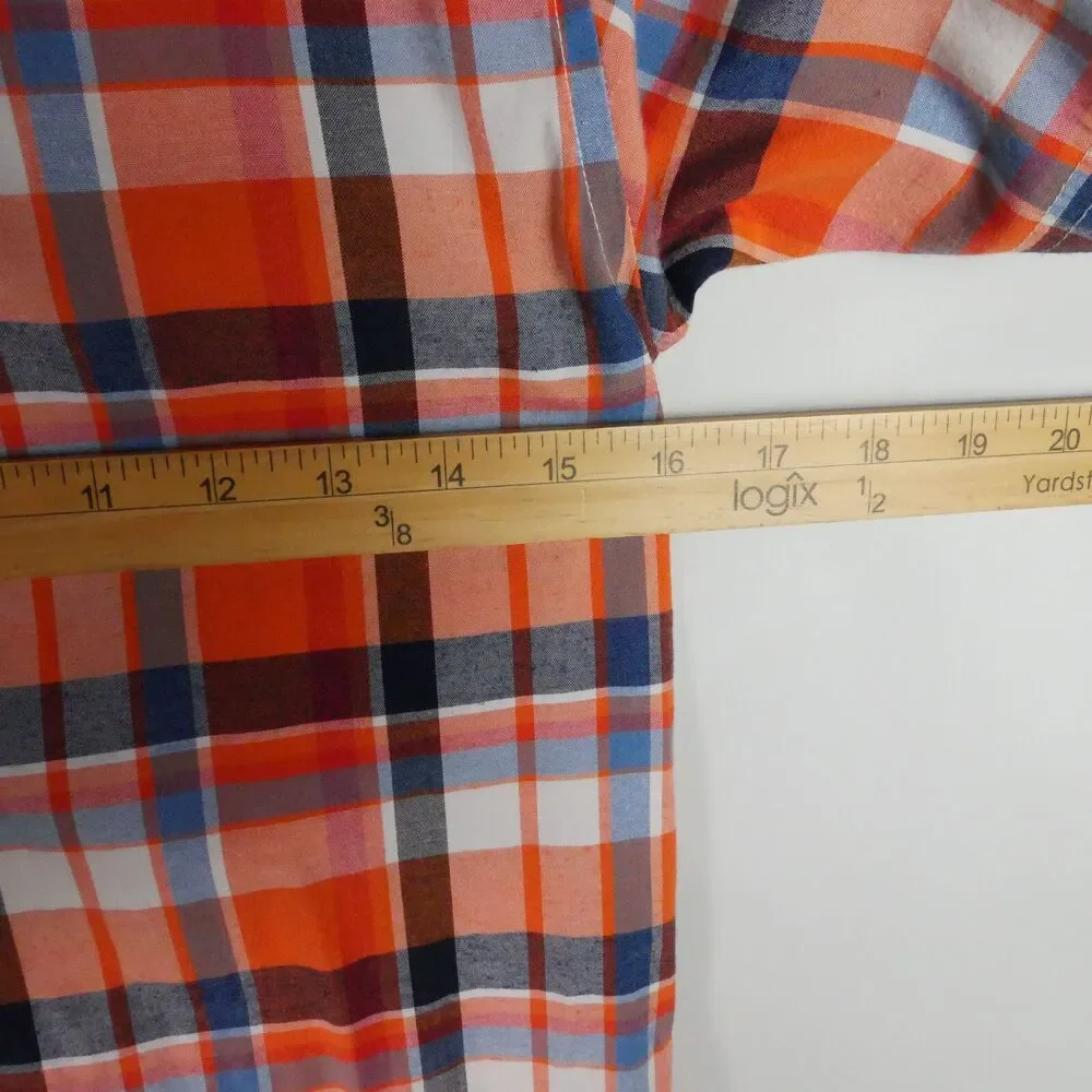Carter’s Boy Size M 10-12 Plaid Short Sleeve Orange Pearl Button Shirt